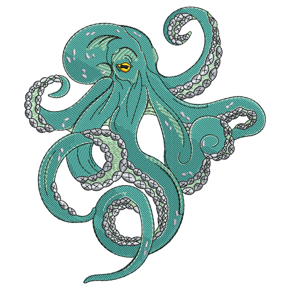 Angry Octopus Embroidery Design