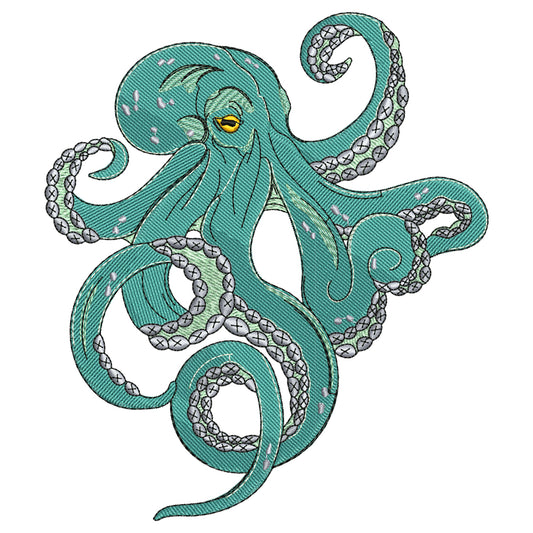 Angry Octopus Embroidery Design