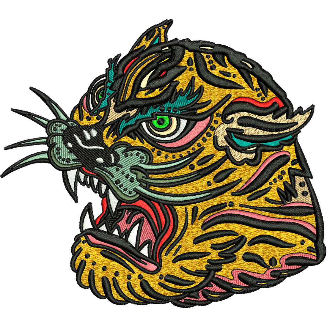 Angry Tiger Tattoo Embroidery Design