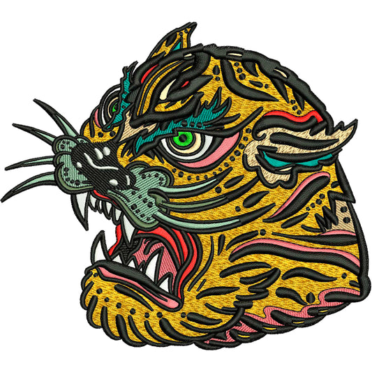 Angry Tiger Tattoo Embroidery Design