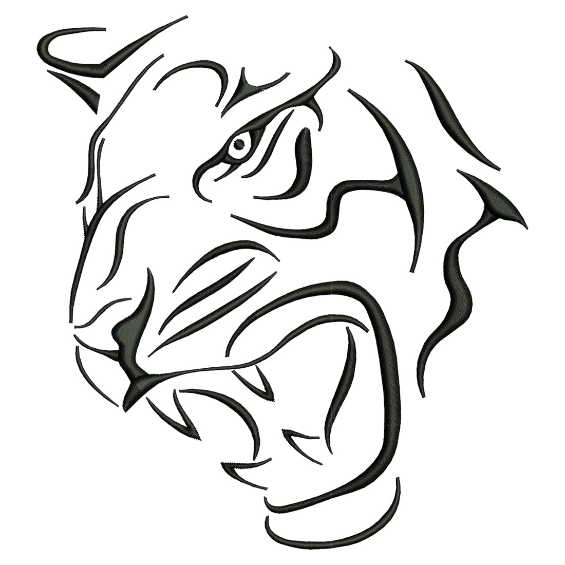 Angry Tiger Embroidery Design