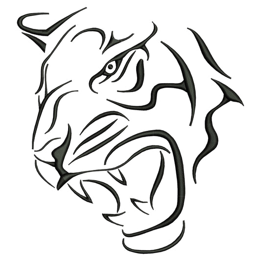 Angry Tiger Embroidery Design