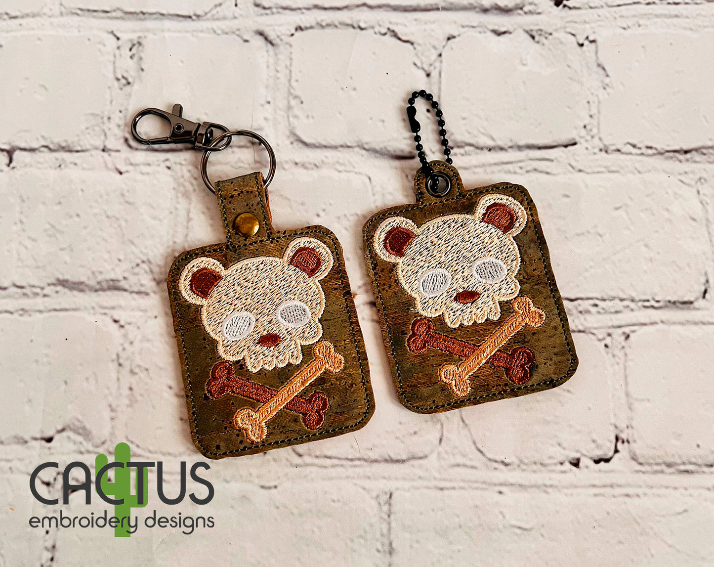 Bear Crossbones Snap Tab & Eyelet Fob