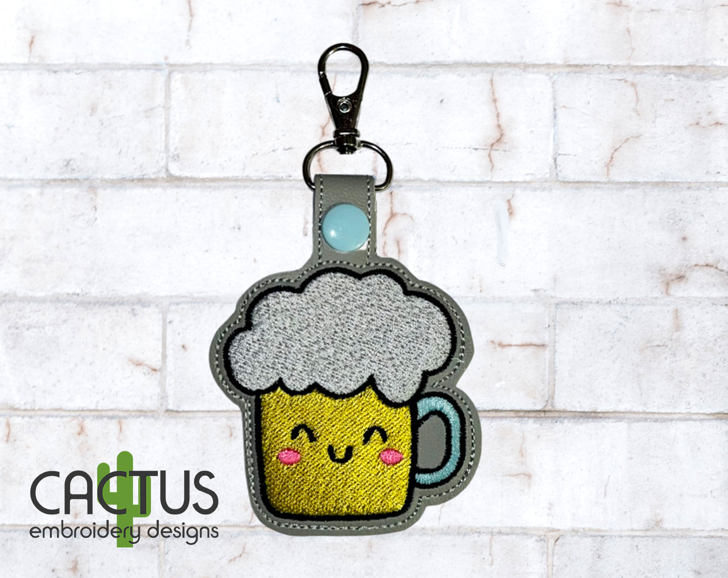 Beer Eyelet Fob, Snap Tab & Feltie