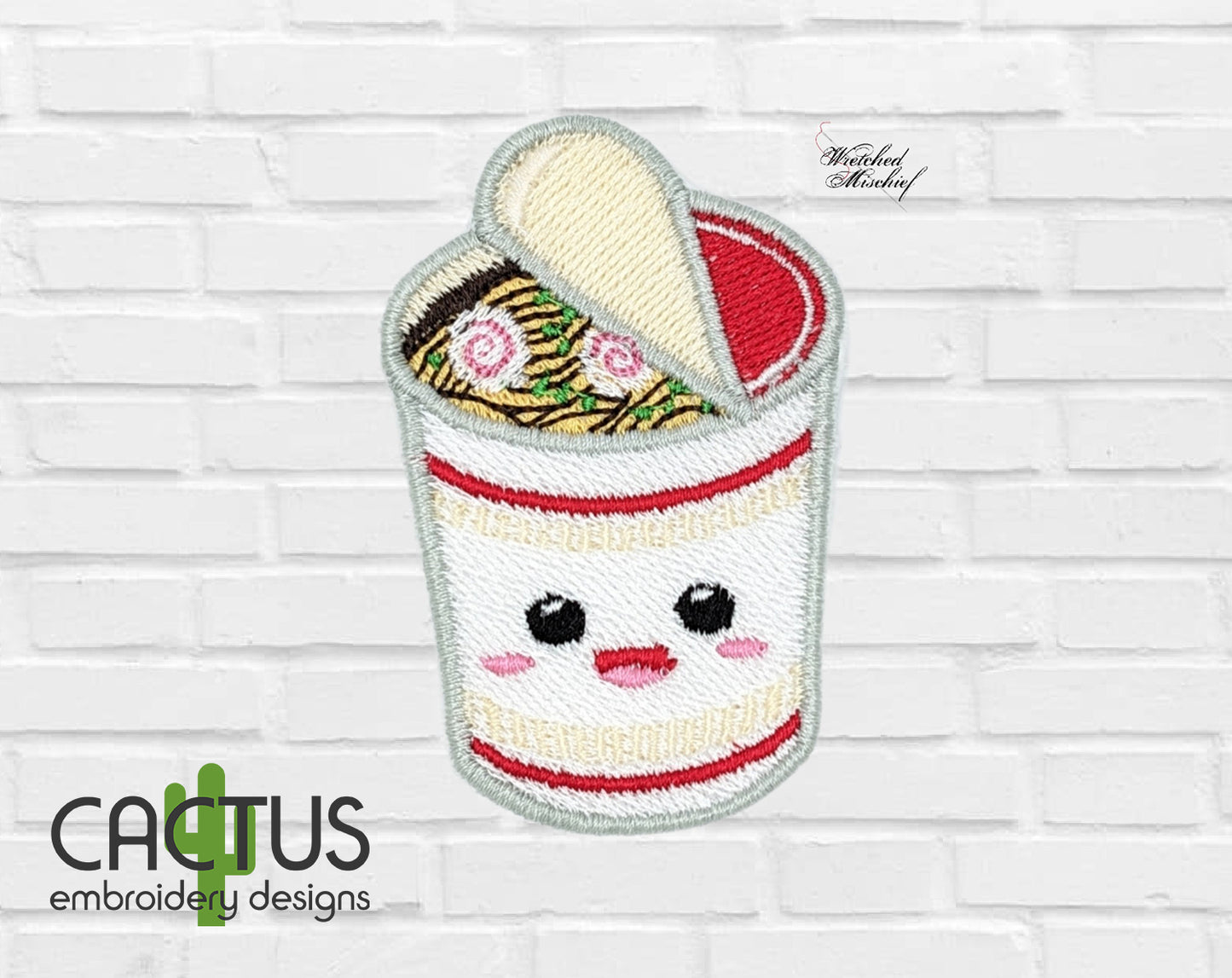 Cup Noodles Patch Embroidery Design