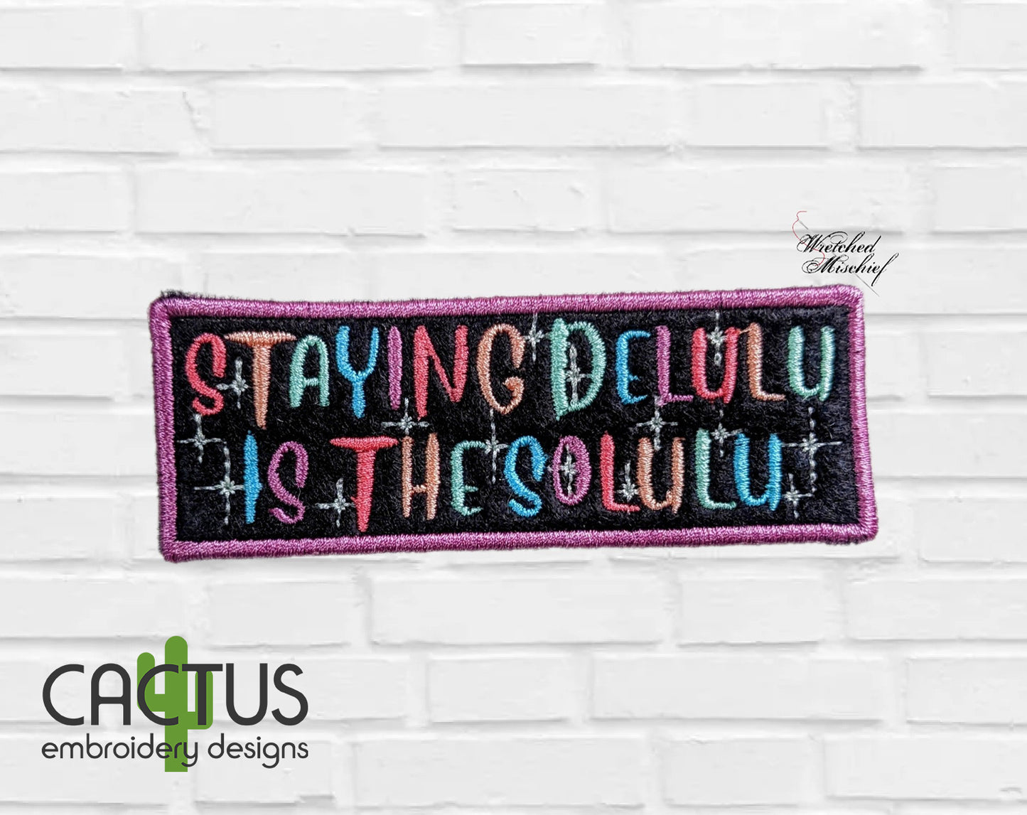 Delulu Patch Embroidery Design & Eyelet Fob