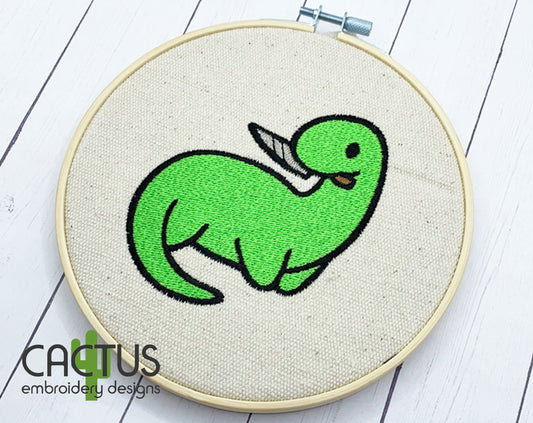 Dino with a Knife Patch Embroidery Design