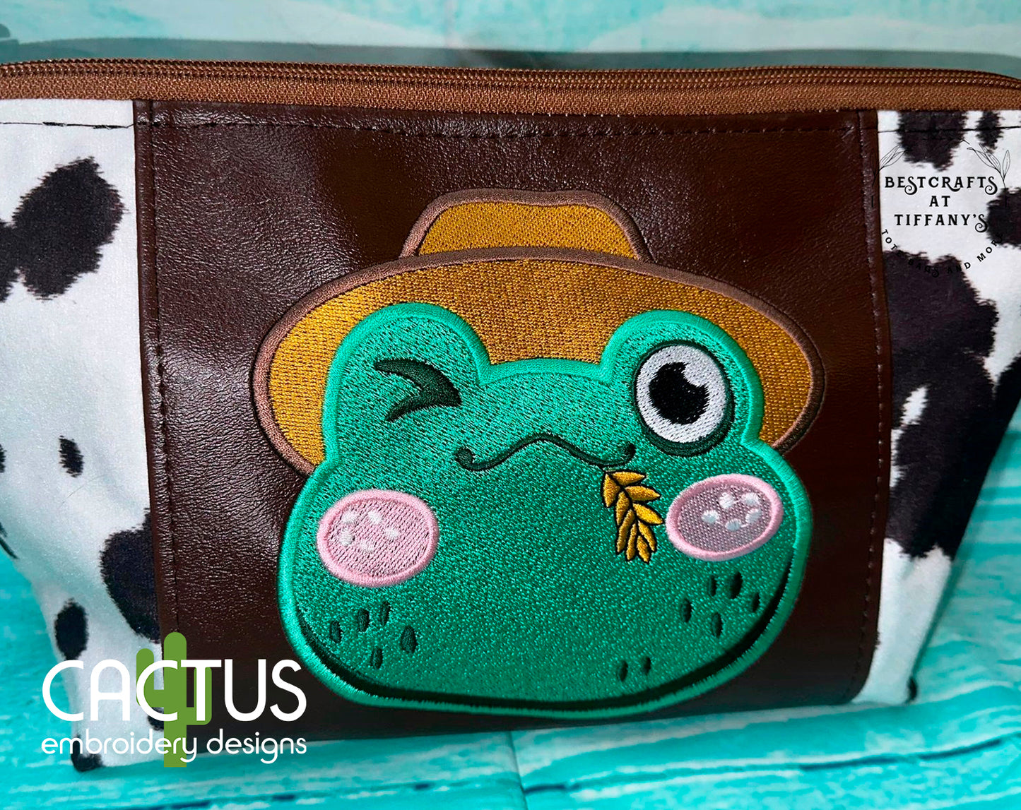 Farmer Frog Patch Embroidery Design