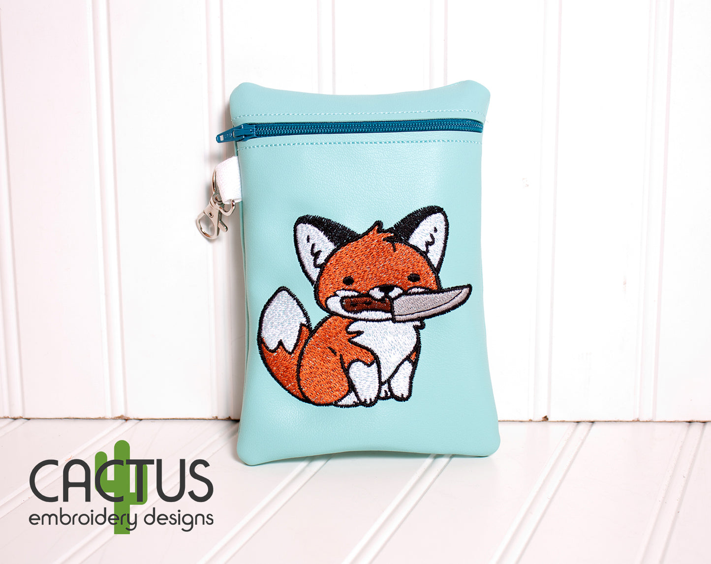Fox with a Knife Patch Embroidery Design