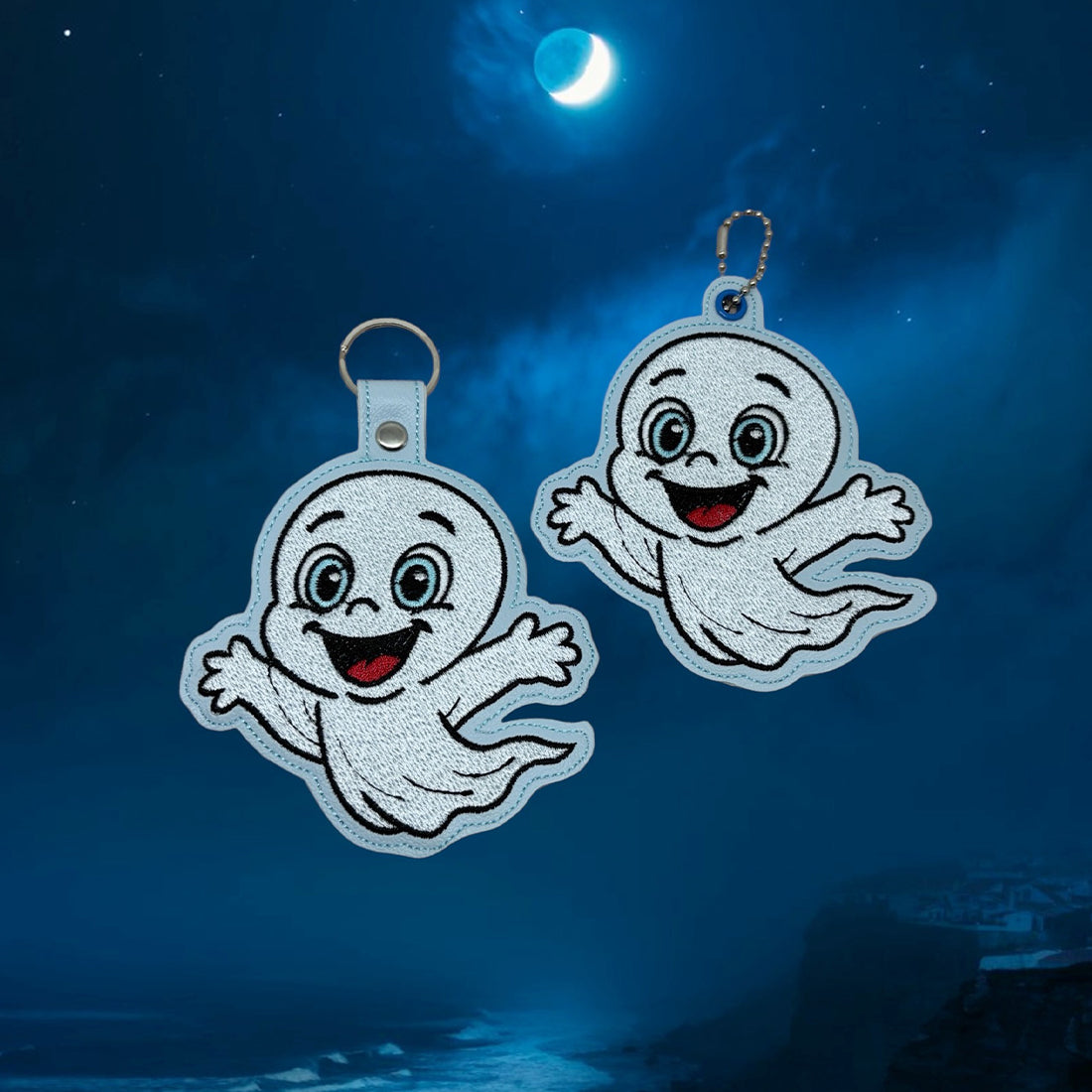 Friendly Ghost Snap Tab & Eyelet Fob