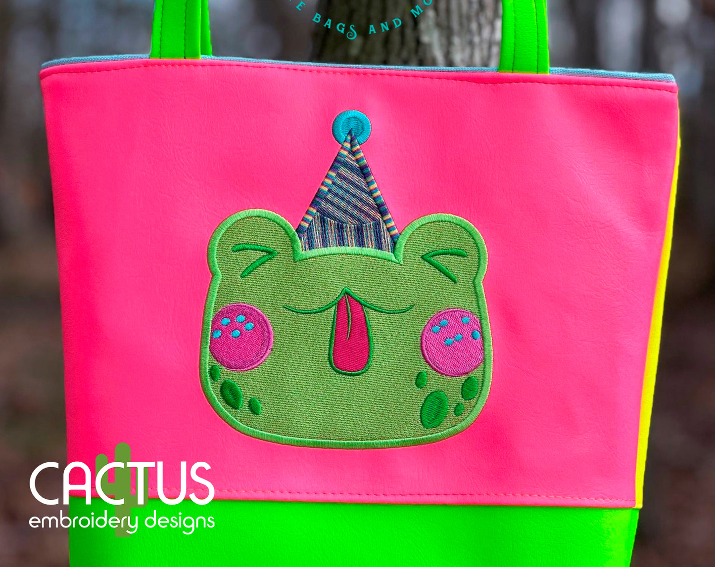 Frog Cone Hat Patch Embroidery Design