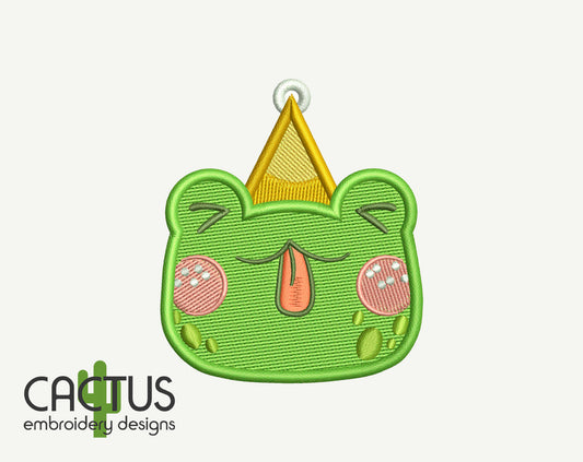 Frog Cone Hat Patch Embroidery Design