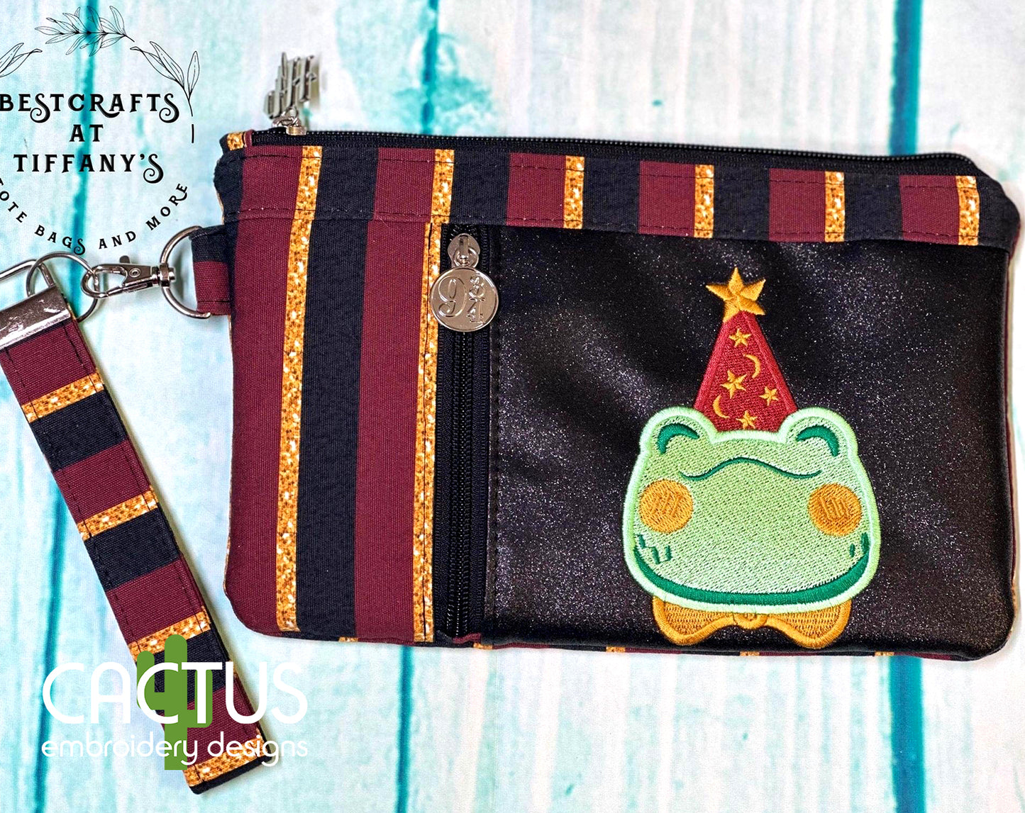 Frog Wizard Patch Embroidery Design