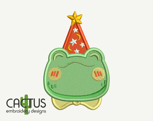 Frog Wizard Patch Embroidery Design