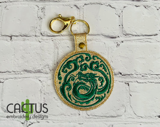 Green Dragon Snap Tab & Eyelet Fob