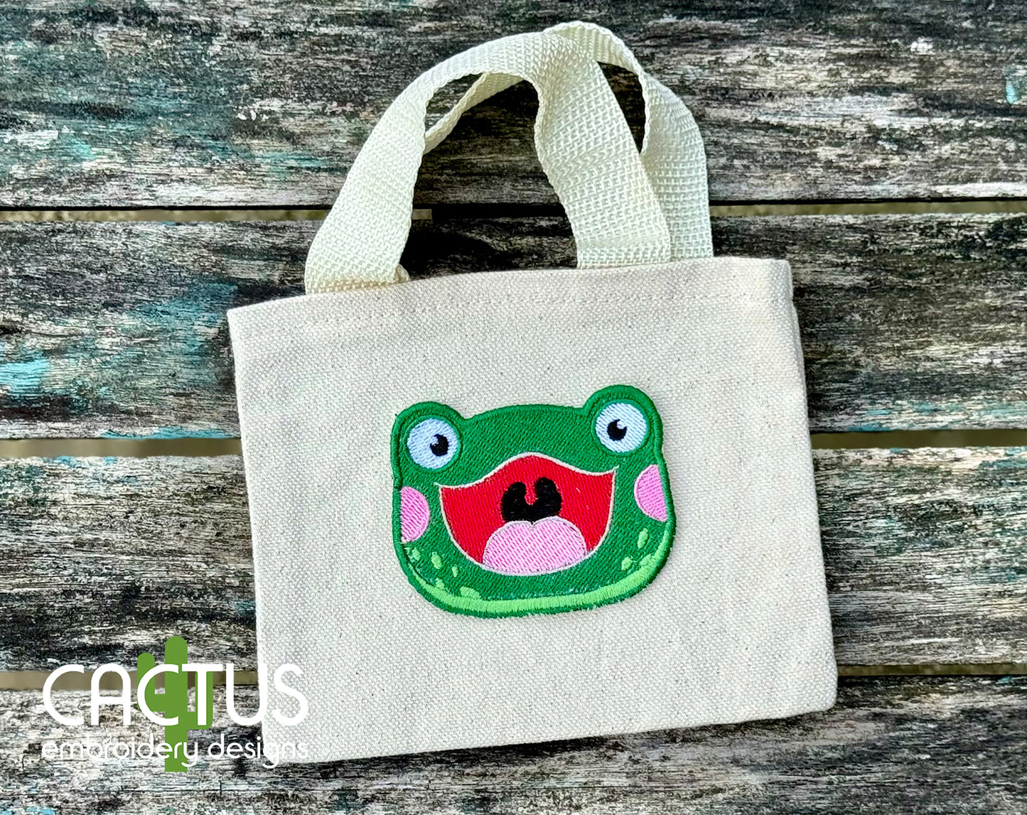 Happy Frog Patch Embroidery Design