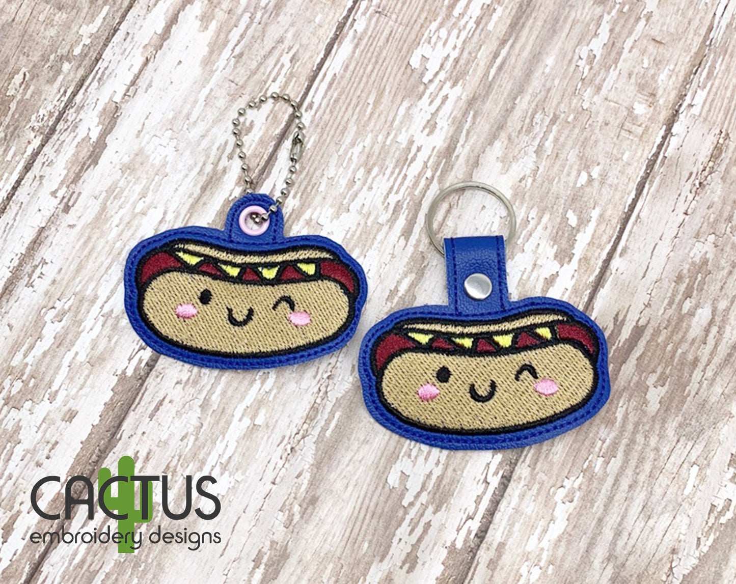 Hot Dog Eyelet Fob, Snap Tab & Feltie
