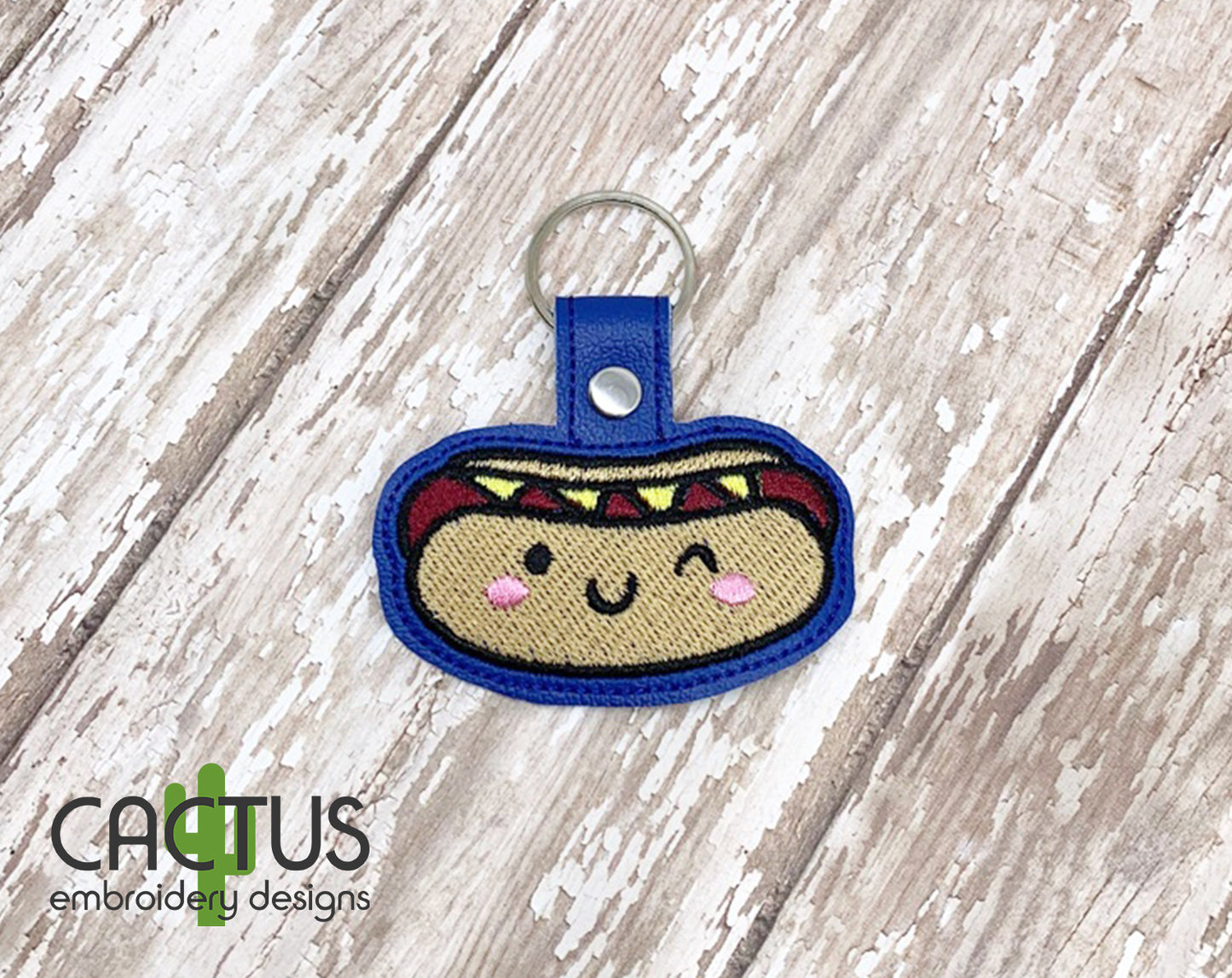 Hot Dog Eyelet Fob, Snap Tab & Feltie
