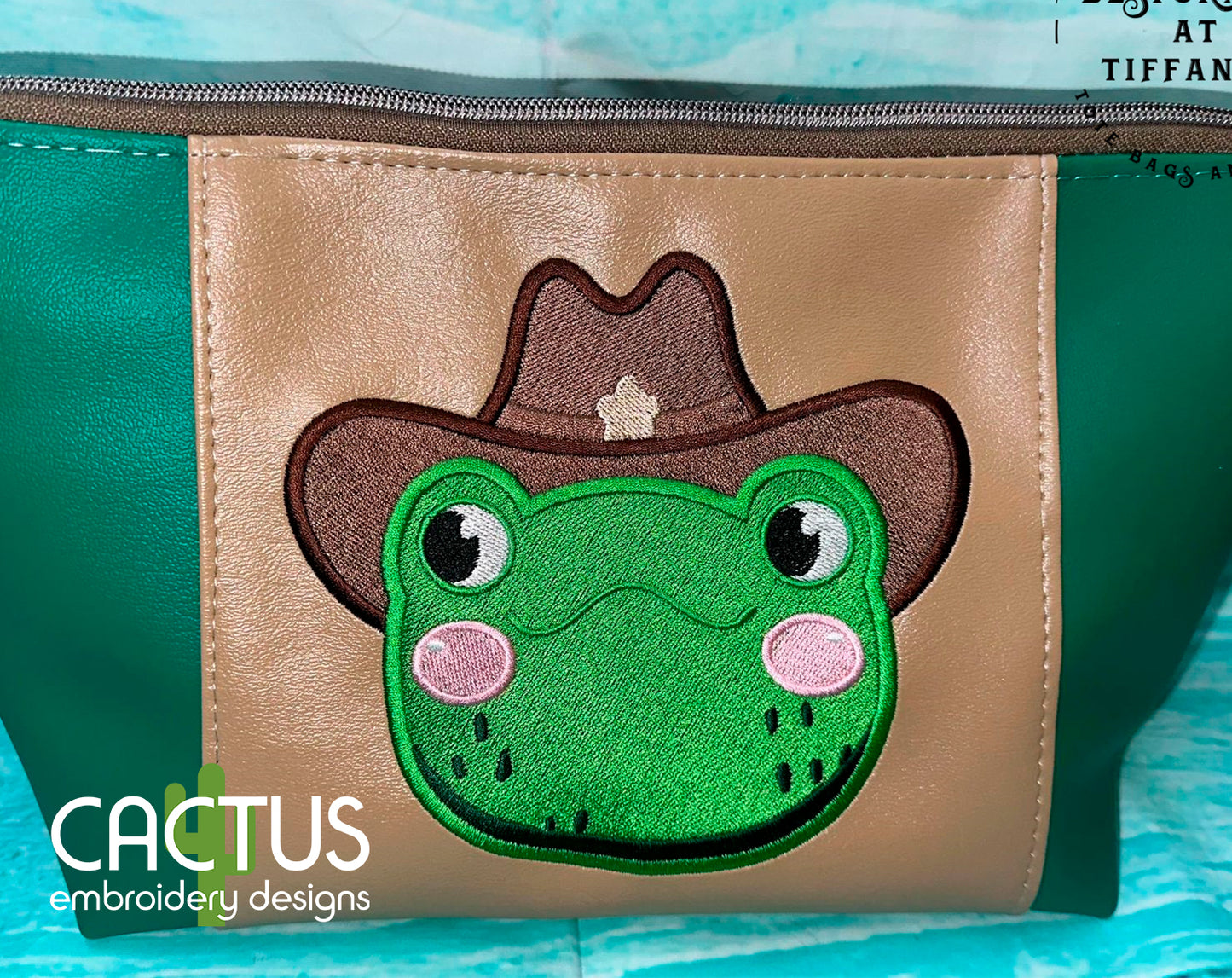 Howdy Frog Patch Embroidery Design