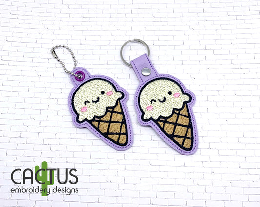 Ice Cream Cone Eyelet Fob, Snap Tab & Feltie