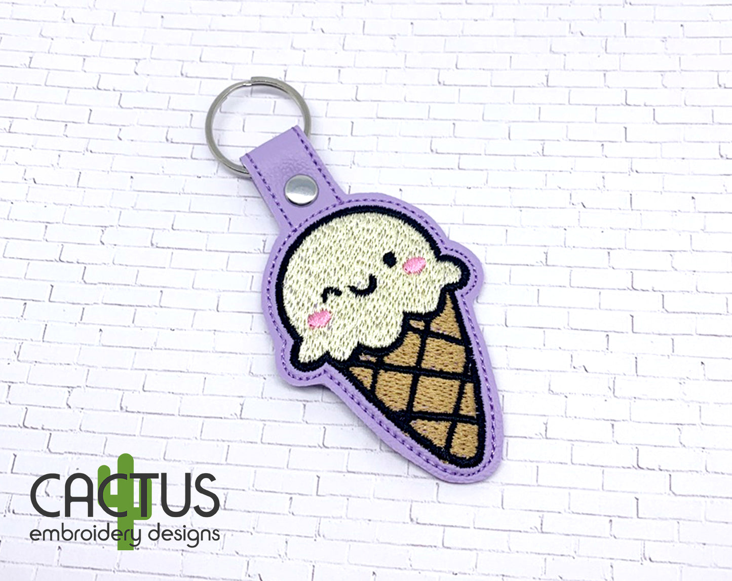 Ice Cream Cone Eyelet Fob, Snap Tab & Feltie