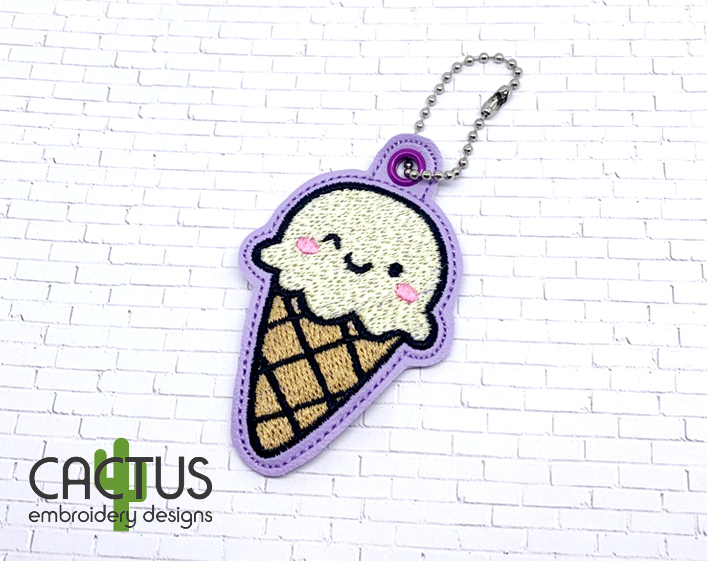 Ice Cream Cone Eyelet Fob, Snap Tab & Feltie