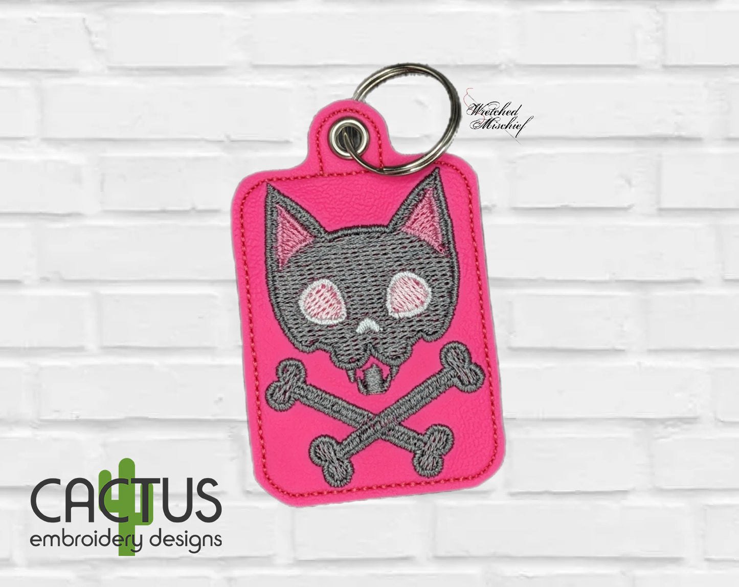 Kitten Crossbones Snap Tab & Eyelet Fob