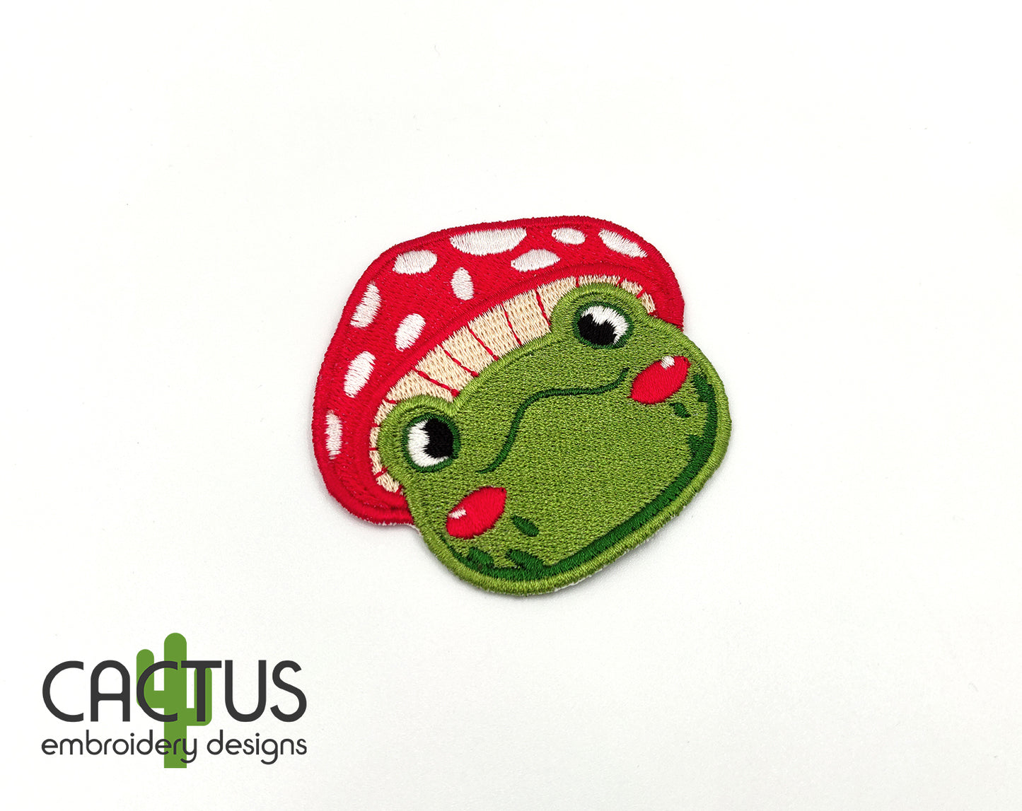 Mushroom Hat Frog Patch Embroidery Design
