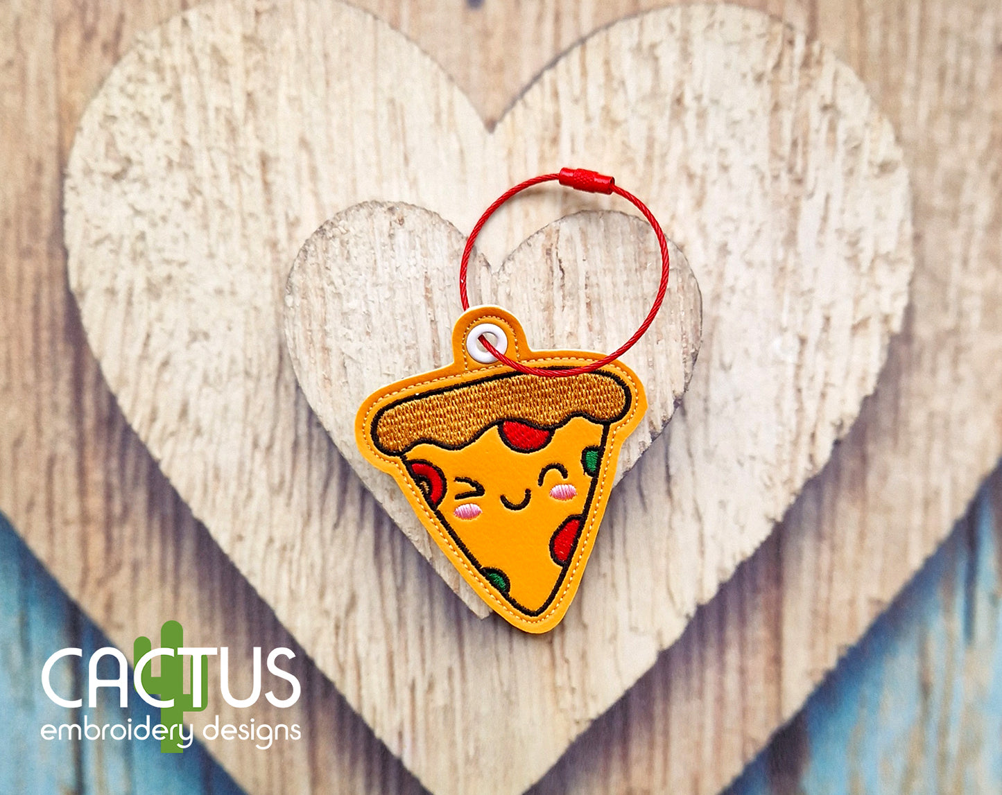 Pizza Slice Eyelet Fob, Snap Tab & Feltie