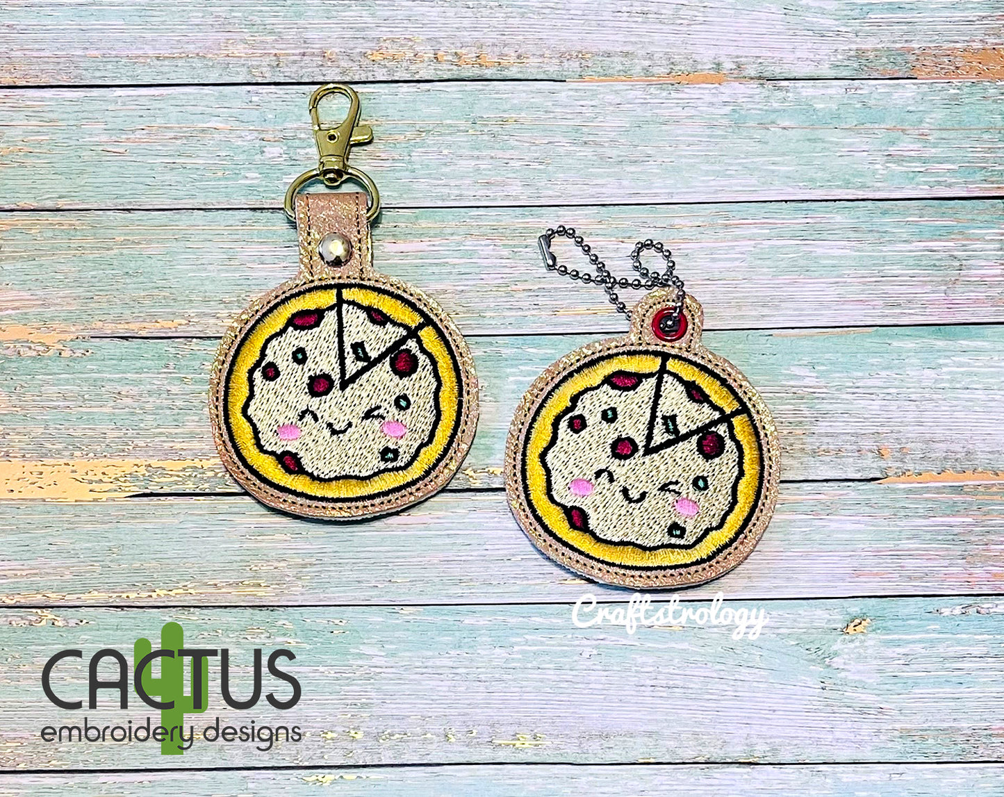 Pizza Eyelet Fob, Snap Tab & Feltie