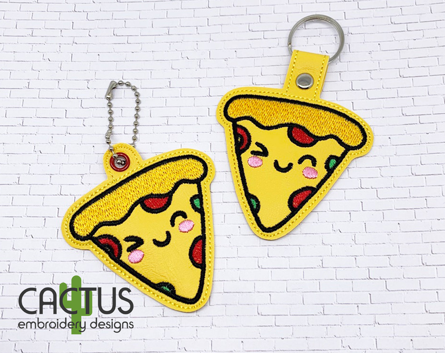 Pizza Slice Eyelet Fob, Snap Tab & Feltie