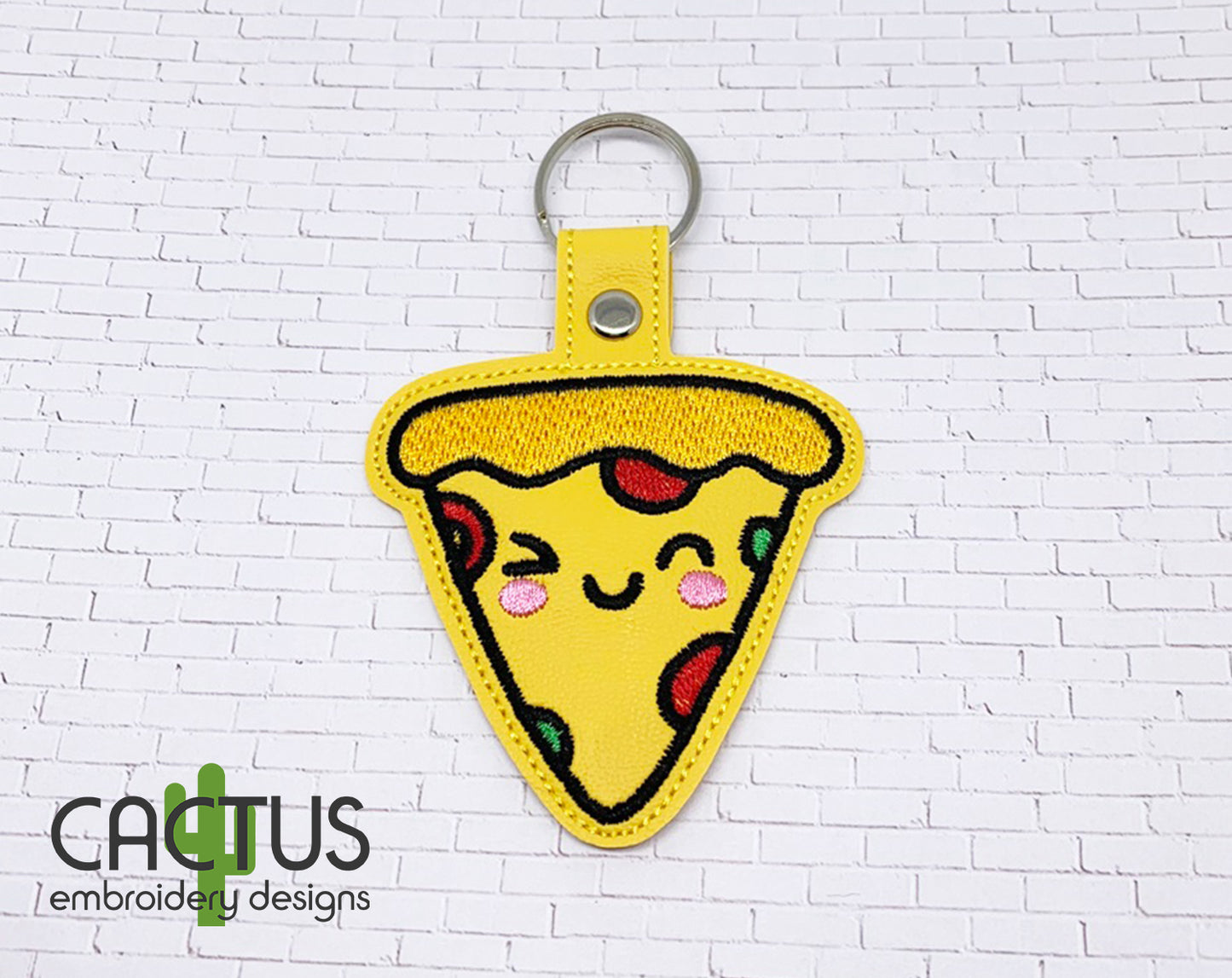 Pizza Slice Eyelet Fob, Snap Tab & Feltie
