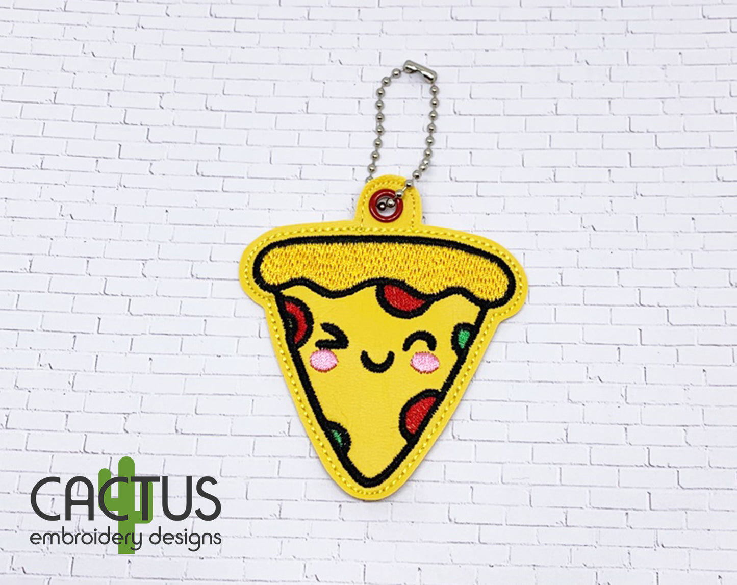 Pizza Slice Eyelet Fob, Snap Tab & Feltie