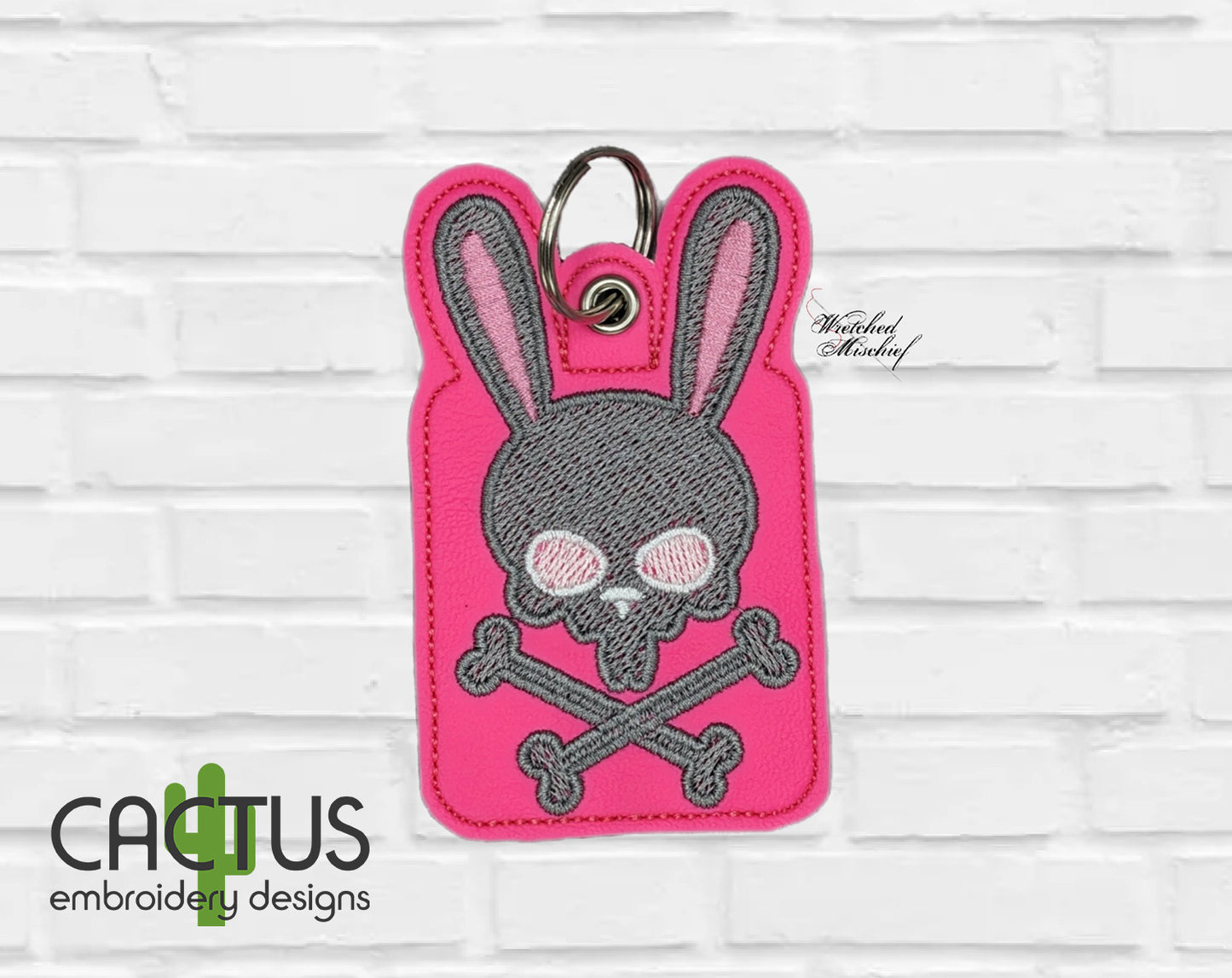 Rabbit Crossbones Snap Tab & Eyelet Fob