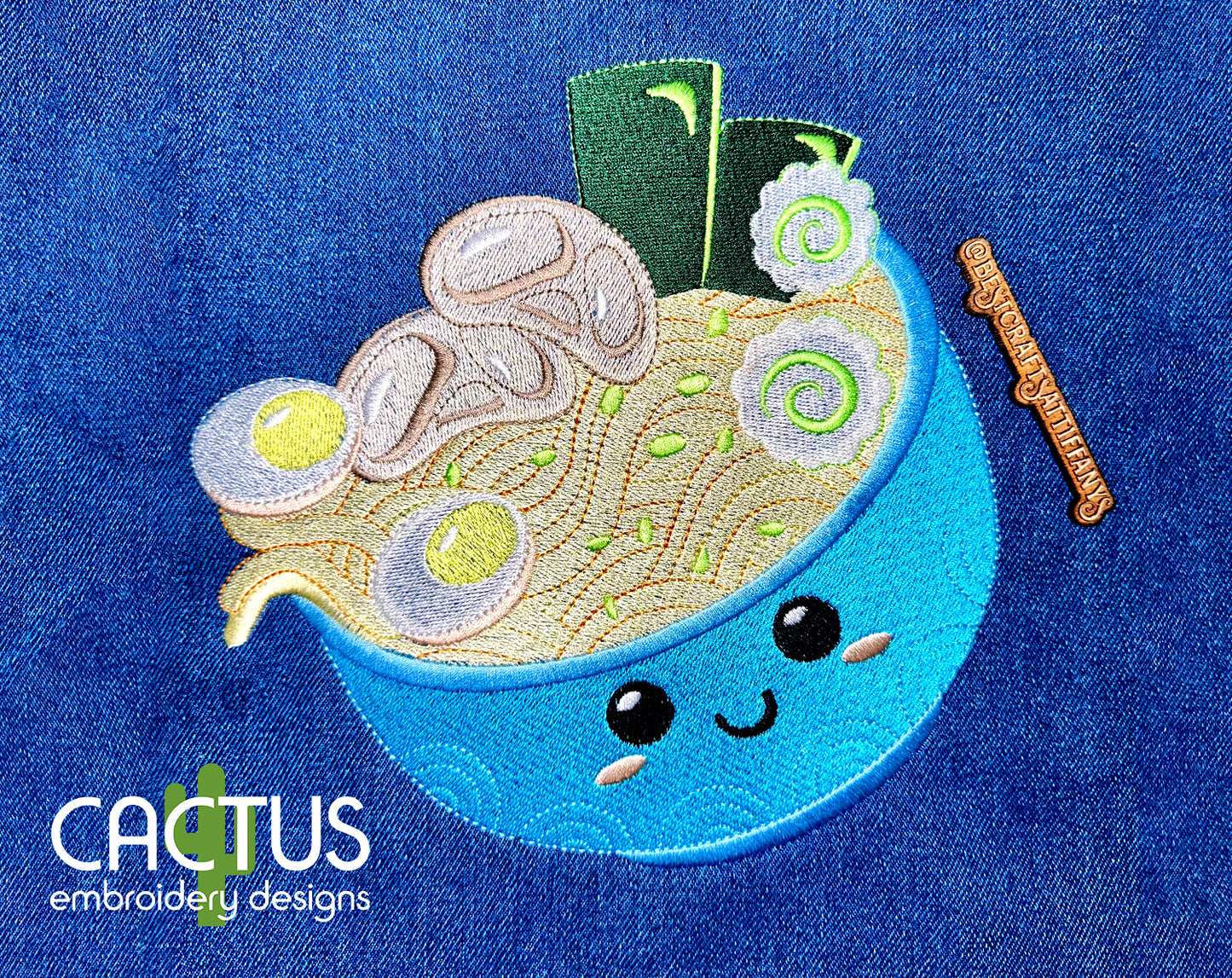 Ramen Blue Bowl Embroidery Design