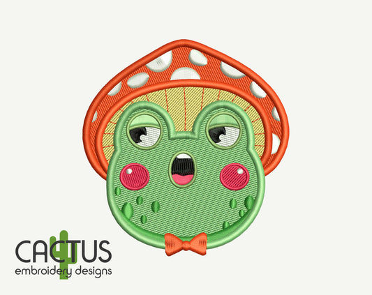 Singing Frog Patch Embroidery Design