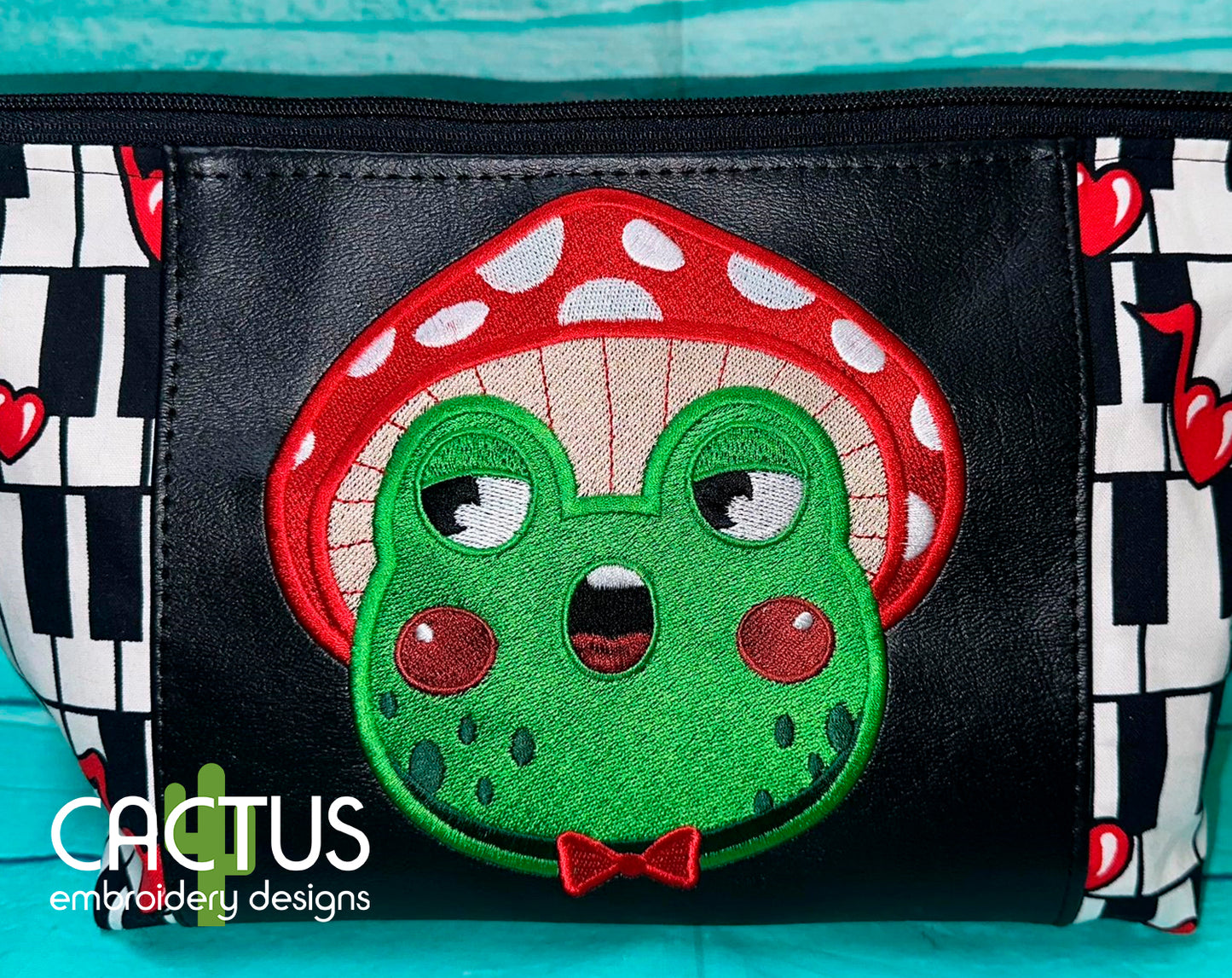 Singing Frog Patch Embroidery Design