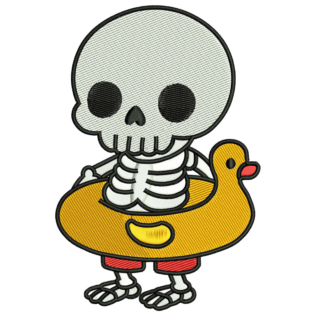 Skeleton in a duck lifebuoy Embroidery Design