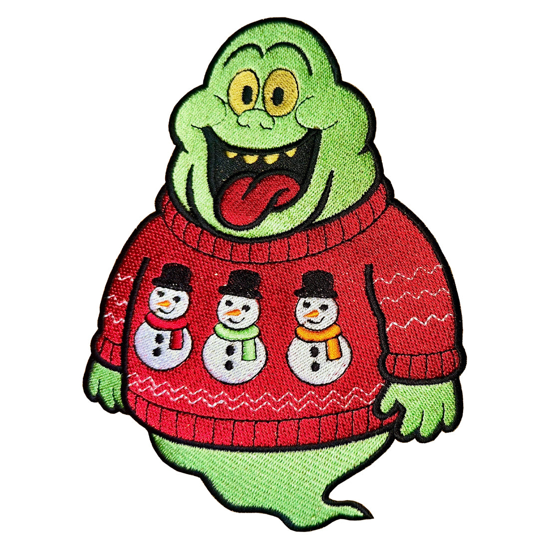 Slimer in a Sweater Patch Embroidery Design