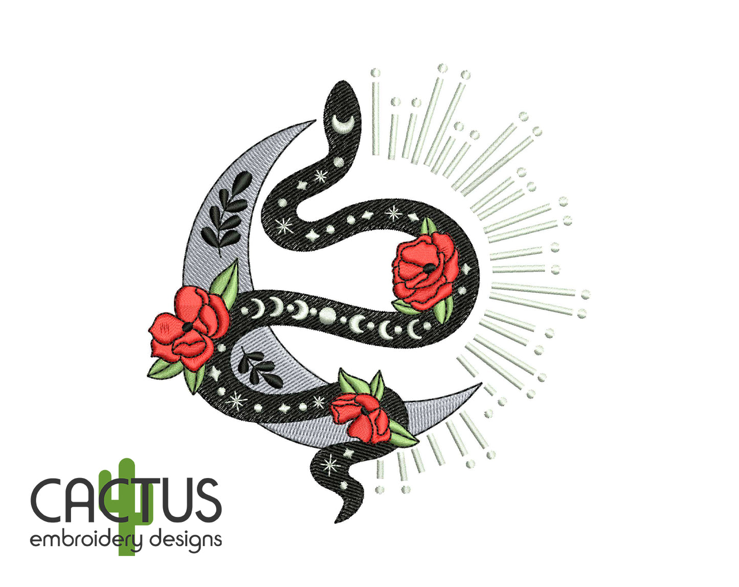 Snake Moon Embroidery Design