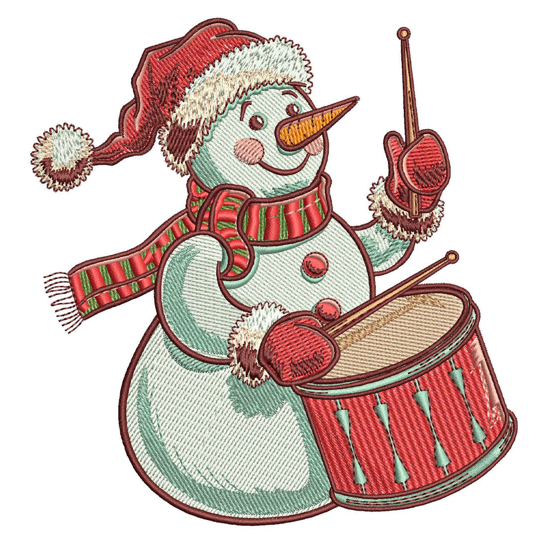 Snowman Drummer Embroidery Design