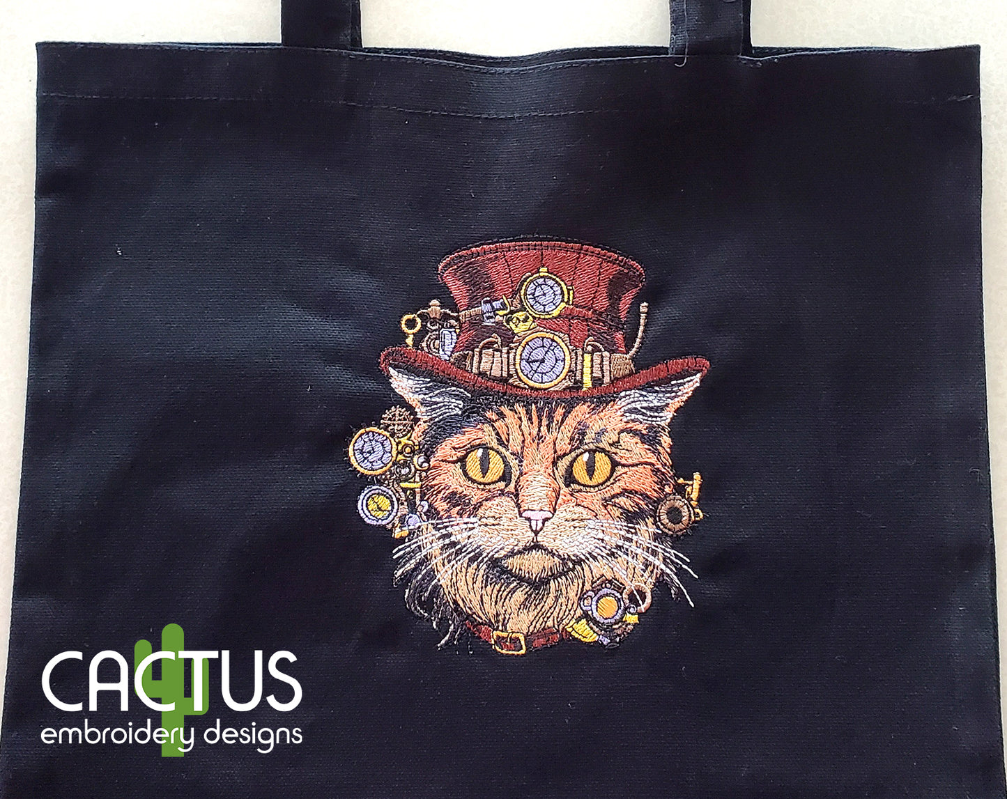 Steampunk Cat in the Hat Embroidery Design