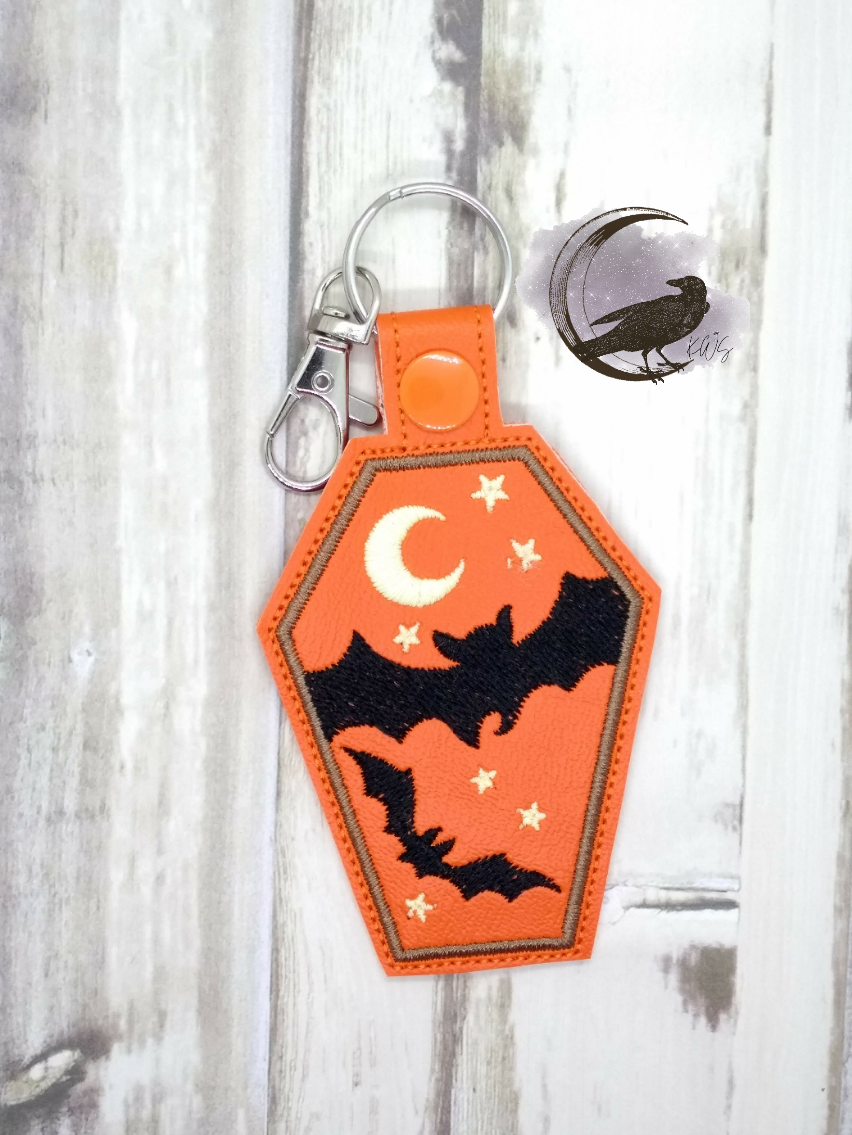 Coffin Bats Eyelet Fob, Snap Tab & Sanitizer Holder