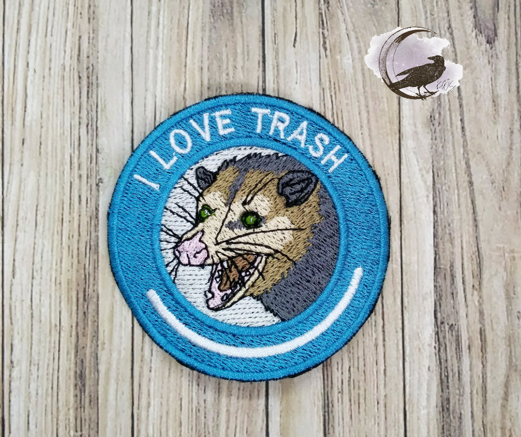 Opossum Patch Embroidery Design