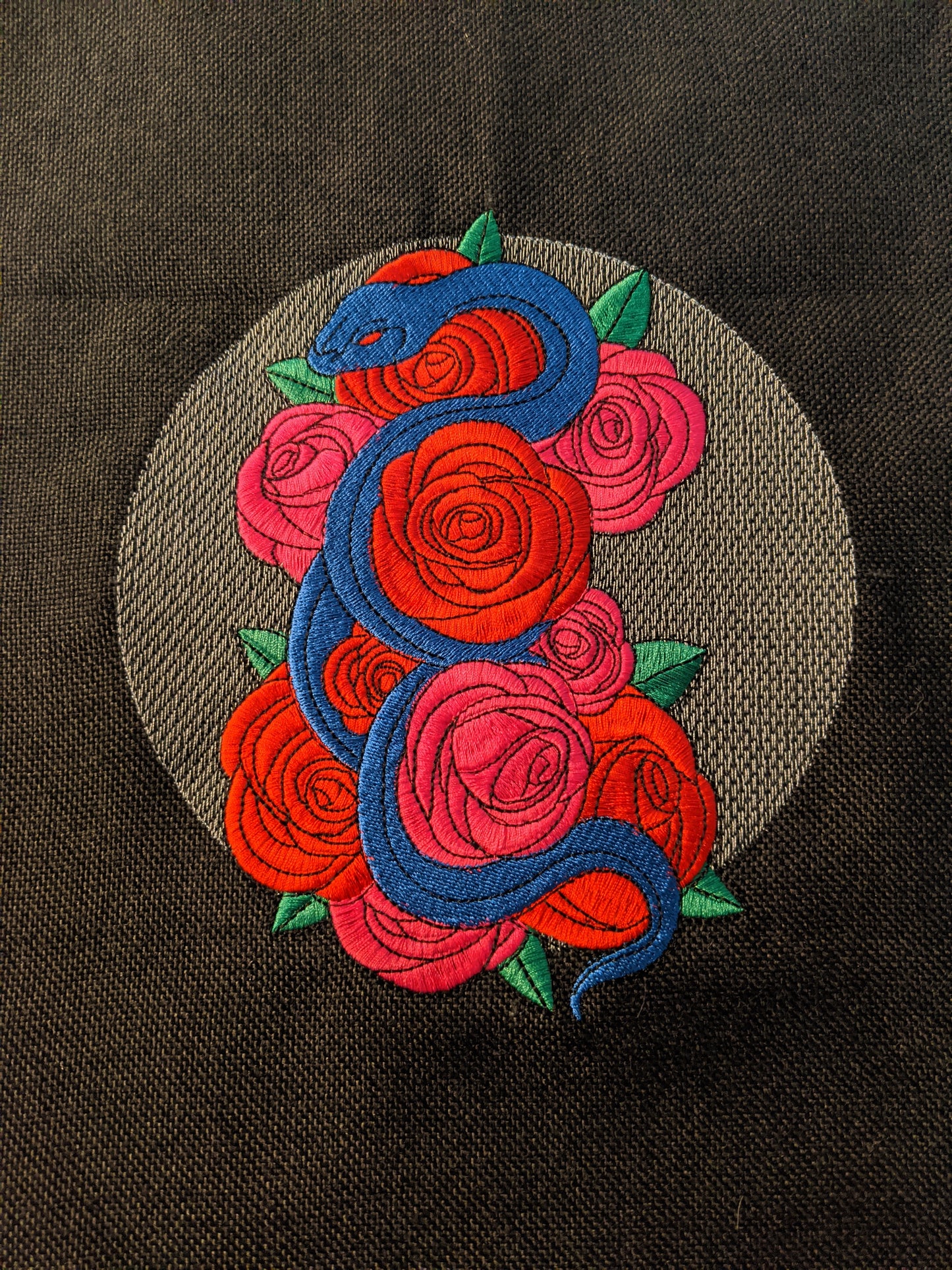 Snake in Flowers Embroidery Design
