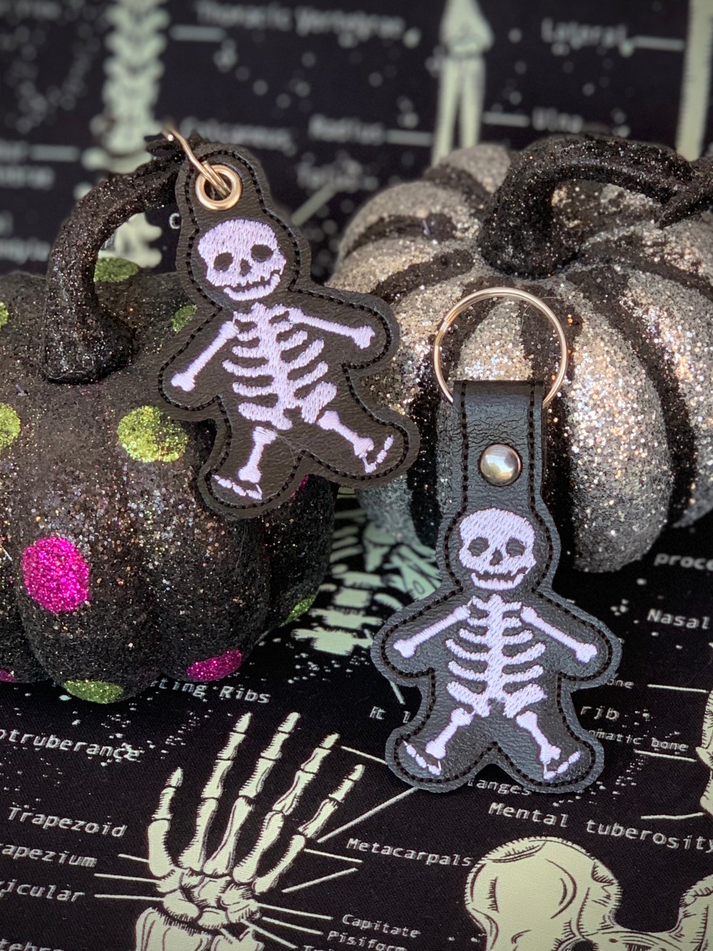 Skeleton Gingerbread Set of Eyelet Fob & Snap Tab