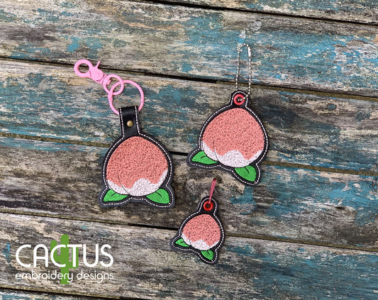 Peach Set of Eyelet Fob, Snap Tab & Zipper Pull