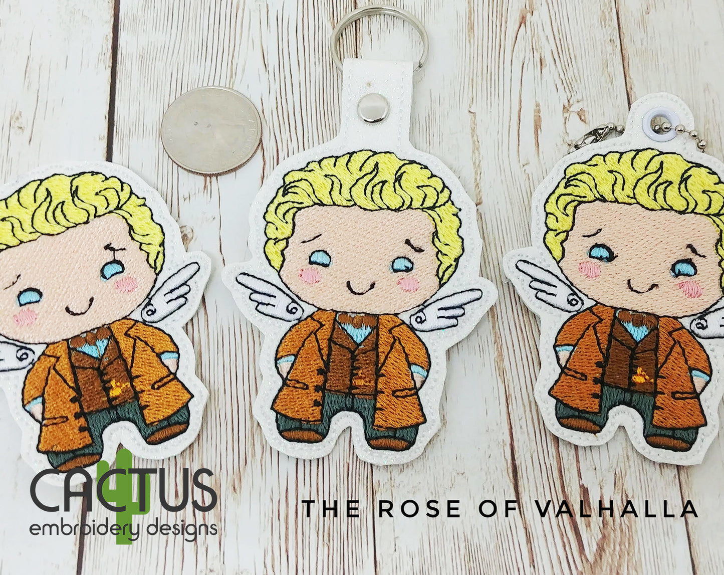 Chibi Angel Set of Eyelet Fob, Snap Tab & Feltie