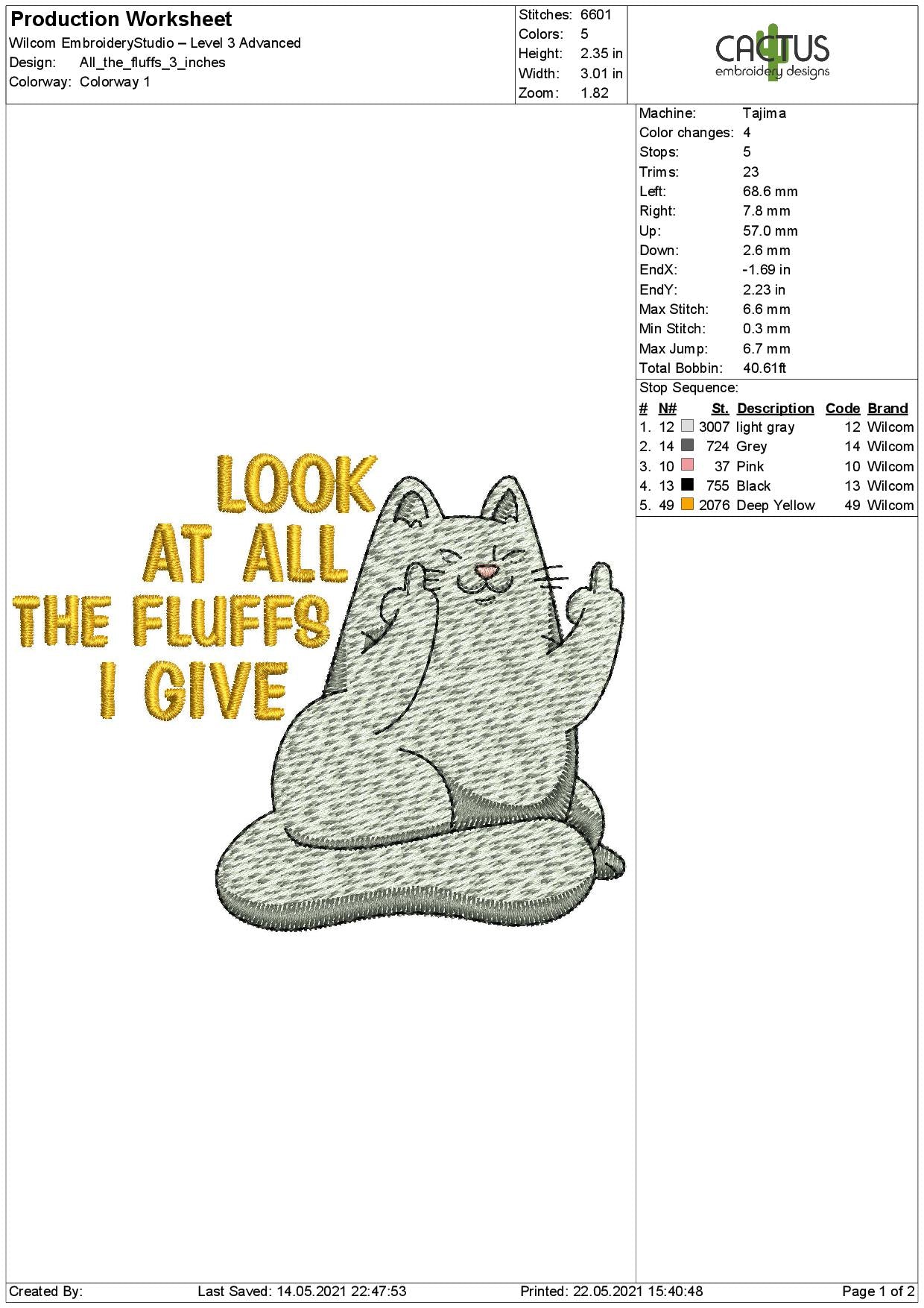 Rude Catto Embroidery Design