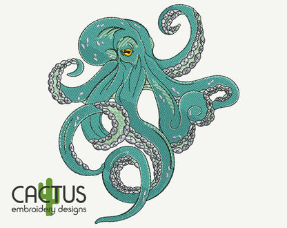 Angry Octopus Embroidery Design